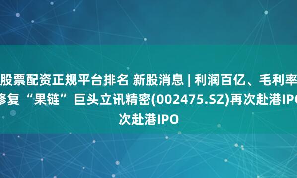 股票配资正规平台排名 新股消息 | 利润百亿、毛利率修复 “果链” 巨头立讯精密(002475.SZ)再次赴港IPO
